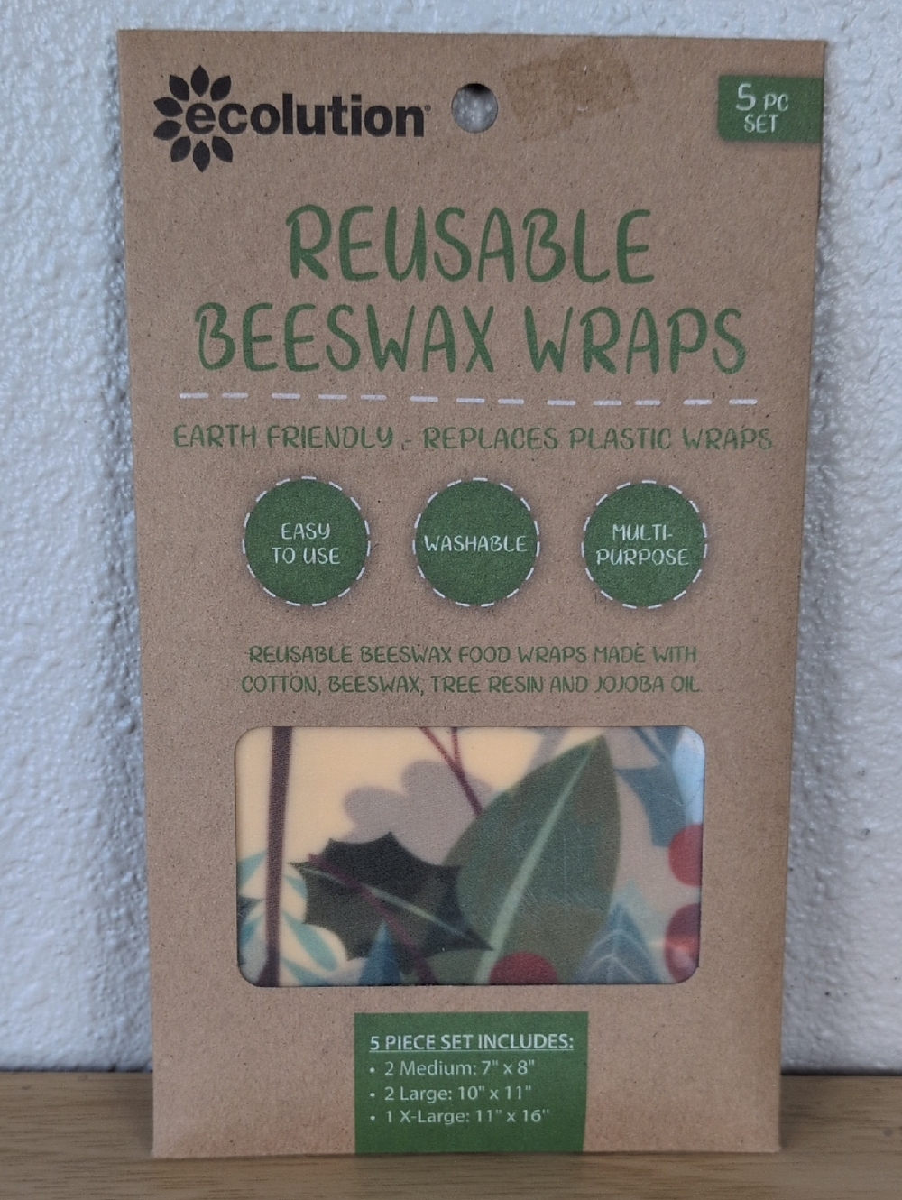 Ecolution Reusable Beeswax Wraps 5 pc Set